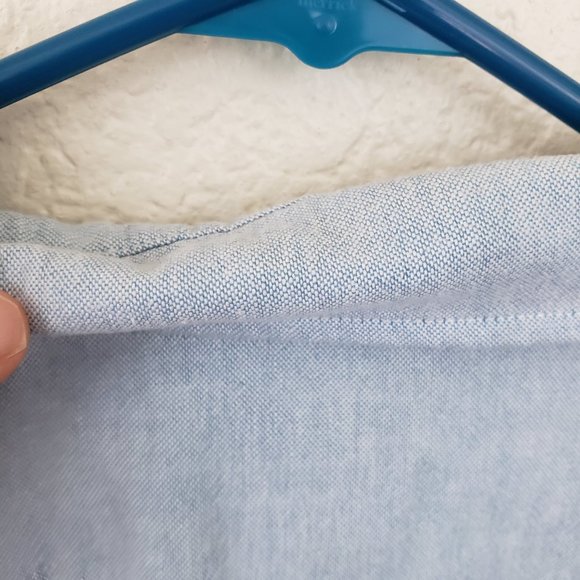 H&M Women's Sz Large Chambray Cotton Long Sleeve Button Down Regular Fit Shirt - Picture 9 of 11